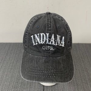 Indiana Girl Baseball Hat Womens OSFA Black Acid Wash Studs Adjustable Strapback